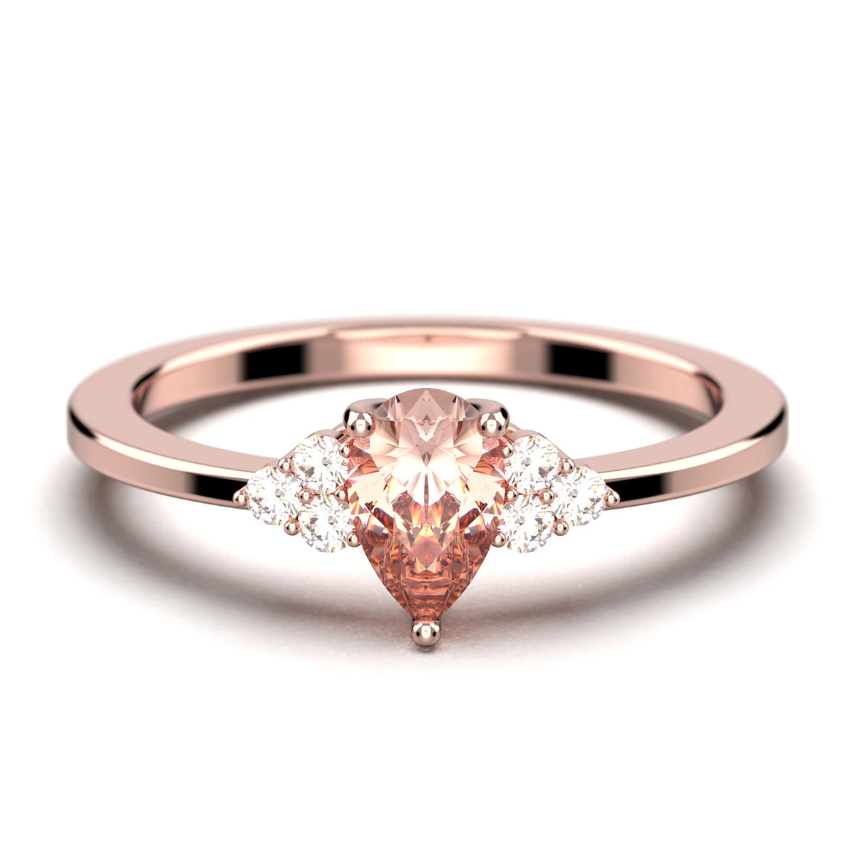 1.25 Carat Pear Cut Morganite And Diamond Moissanite Engagement Ring in 10k Solid Rose Gold M729458