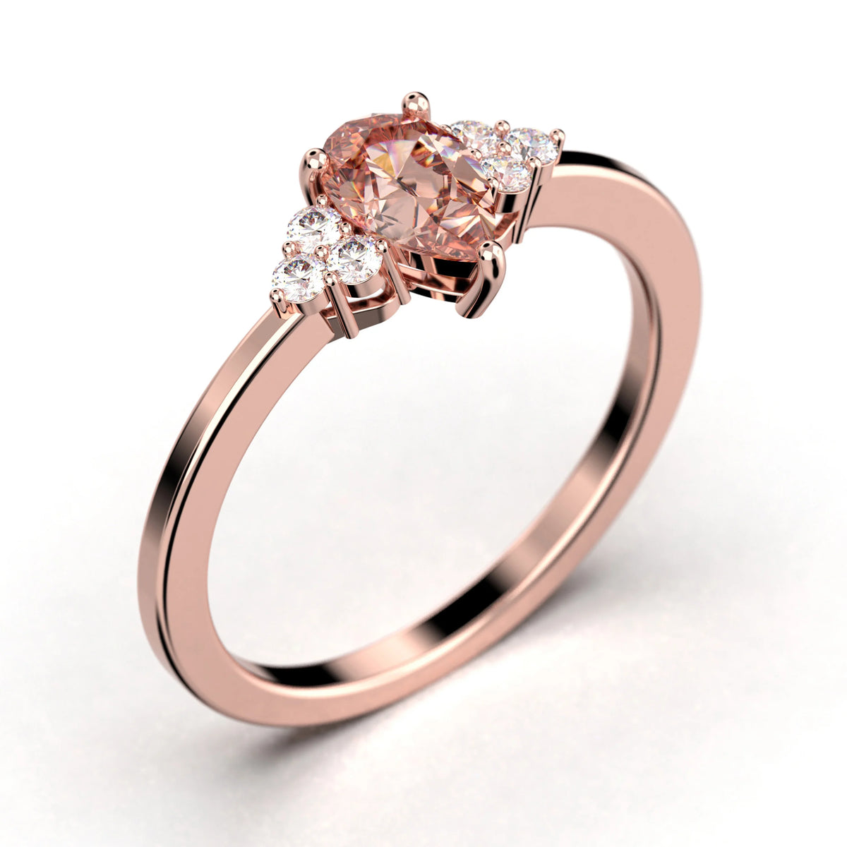 1.25 Carat Pear Cut Morganite And Diamond Moissanite Engagement Ring in 10k Solid Rose Gold M729458
