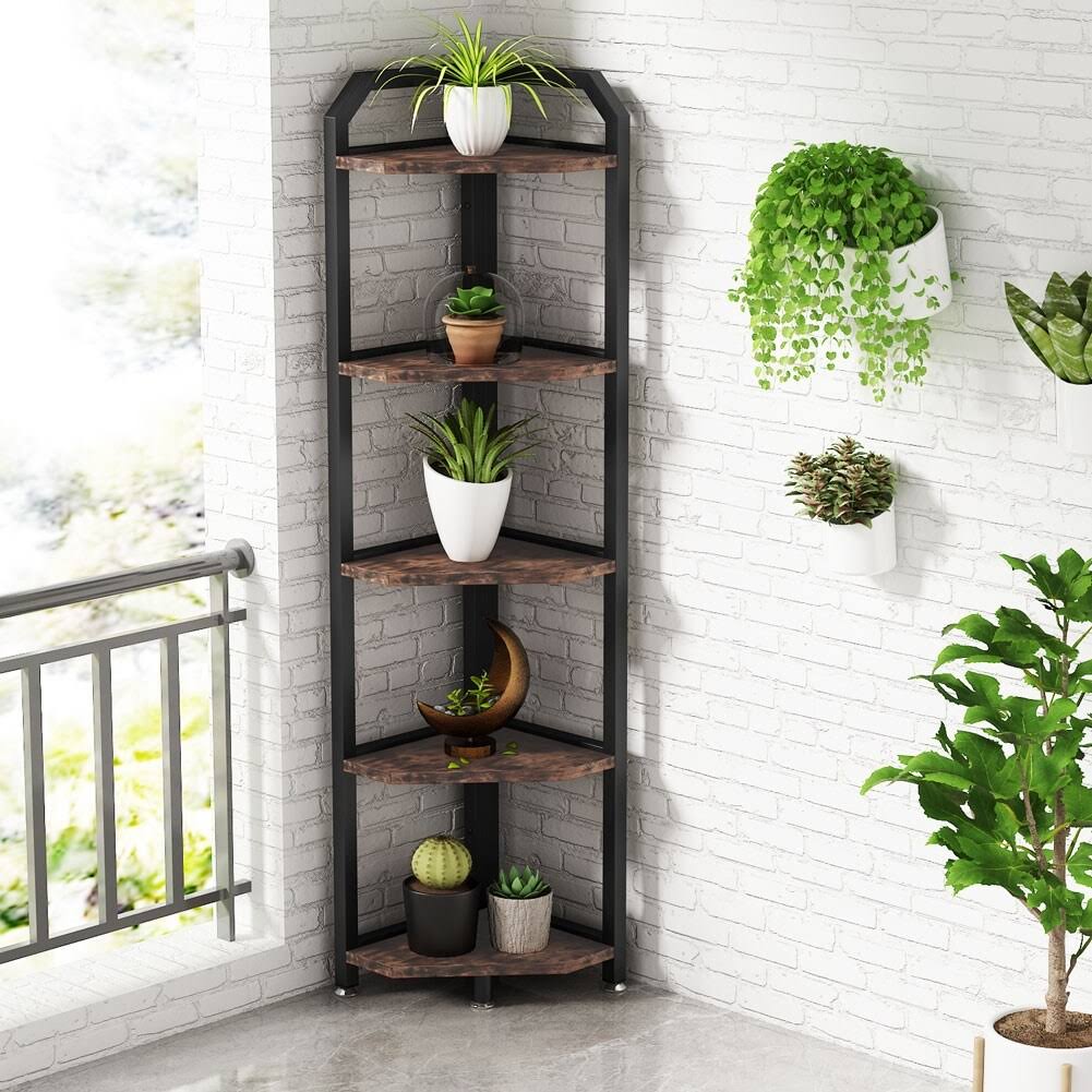 Brown 5 Tier Corner Bookshelf U962