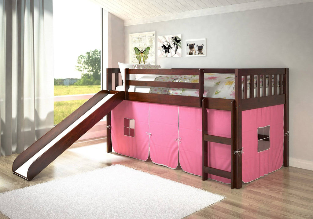 Twin Low Loft Bed with Slide Cappuccino C6587