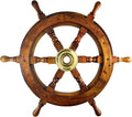Nautical Sheesham Wood Ship Wheel with Brass Center, Pack of 2 G959