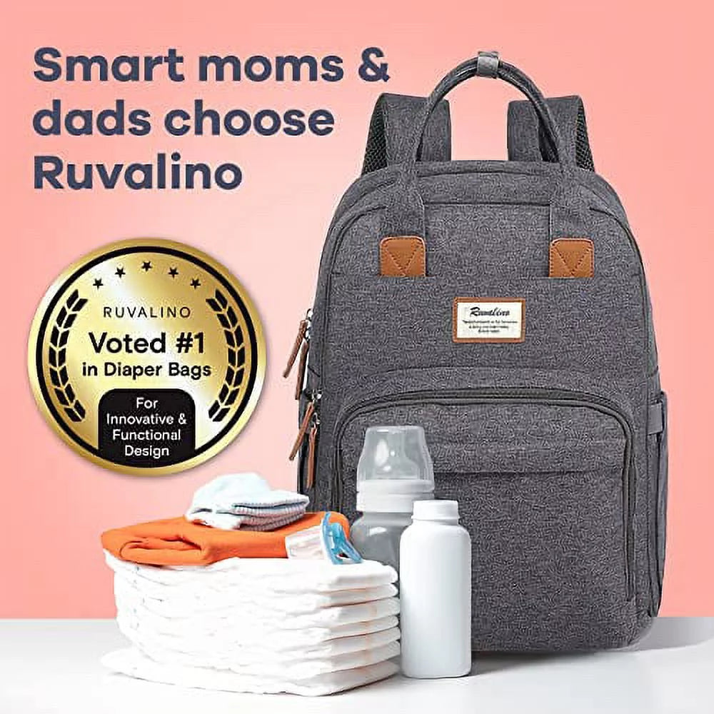 Multifunctional Dark Gray Diaper Bag Backpack K465