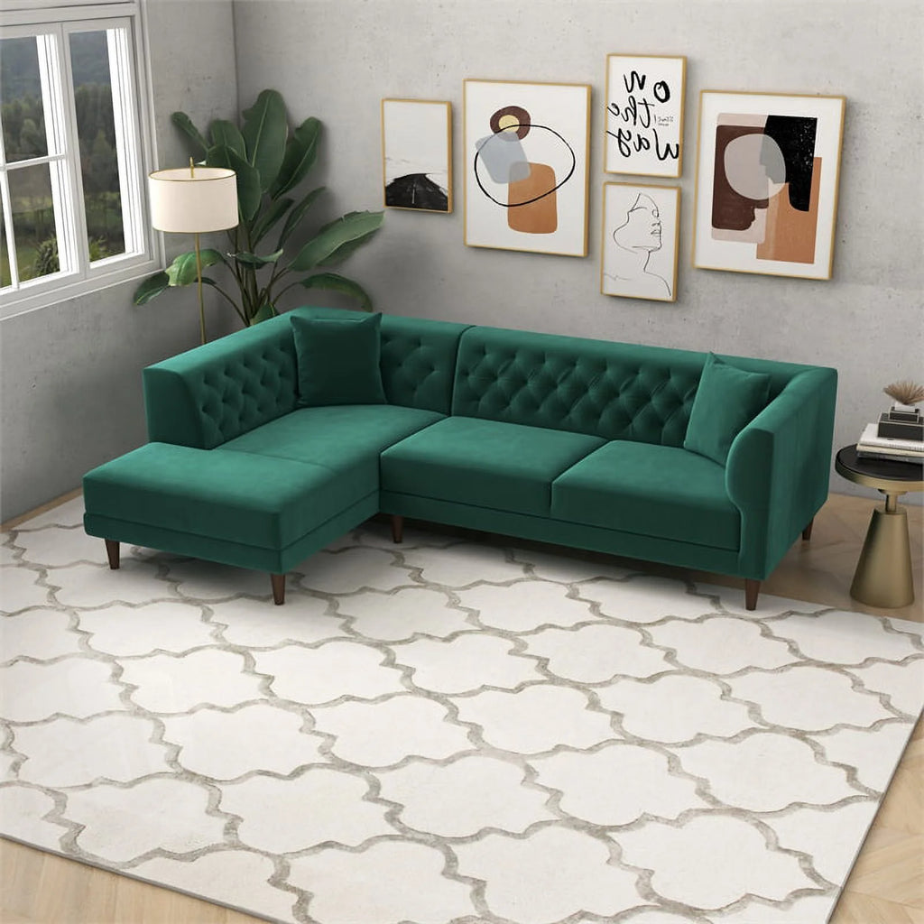 Green Velvet Corner Sectional Sofa G800728