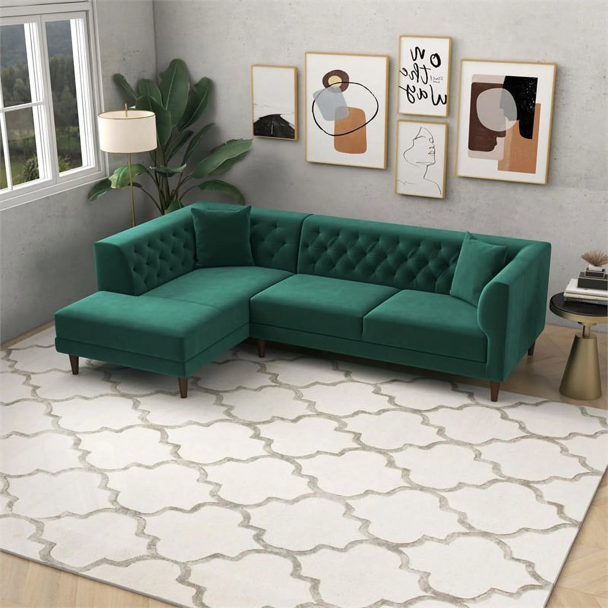 Green Velvet Corner Sectional Sofa G800728