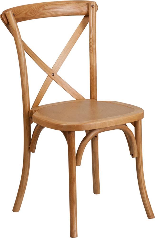 Stackable Wood Cross Back Chair, Pecan N324