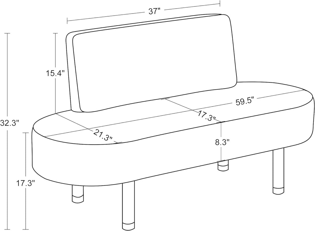 Black Leather Upholstered Bench with Backrest X2344