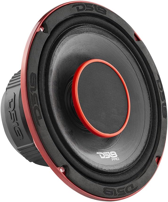 6.5-Inch 2 Way Pro Audio Midrange Speakers with Built-in Bullet Tweeter, 4-Ohms, 450W Max, 225W RMS, Red Metal Mesh Grill, Pack of 2 U261843