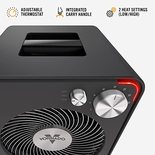 Storm Gray Metal Heater with 2 Heat Settings and Adjustable Thermostat A66473