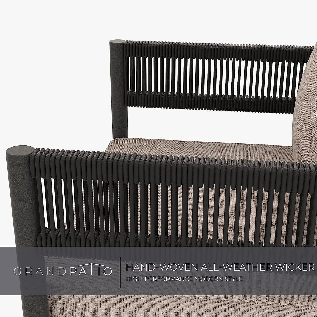 5-Piece Woven Wicker Outdoor Conversation Set with Cushions and Nested Table W158