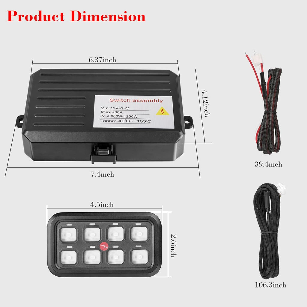 8 Gang LED Touch Control Switch Panel Box for Car Truck ATV UTV Boat Marine SUV Caravan R366214
