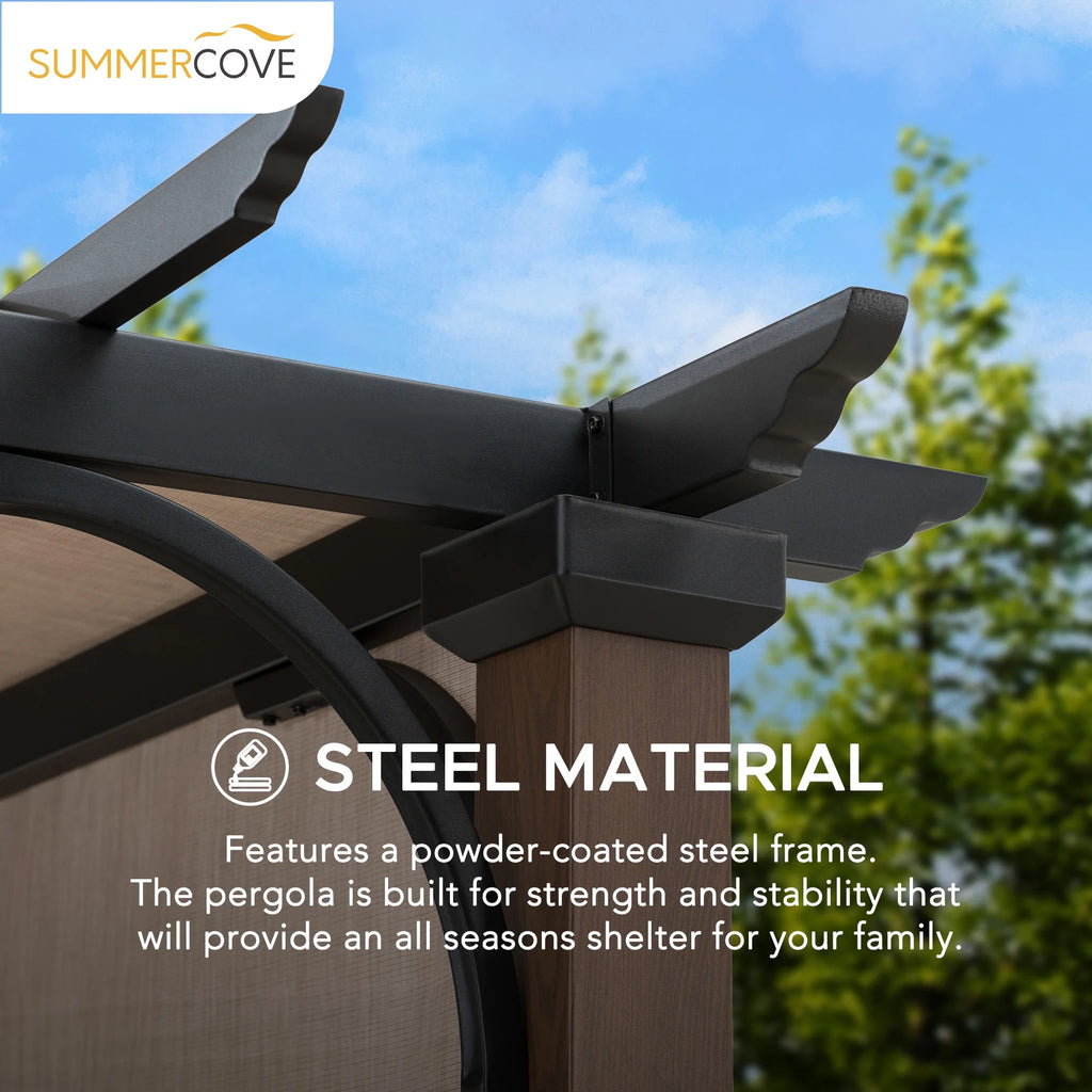 11 x 11 ft. Metal Pergola with Tan Adjustable Canopy N534105