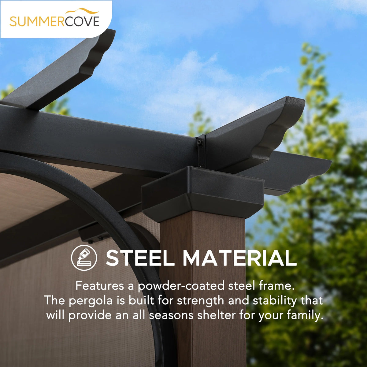 11 x 11 ft. Metal Pergola with Tan Adjustable Canopy N534105