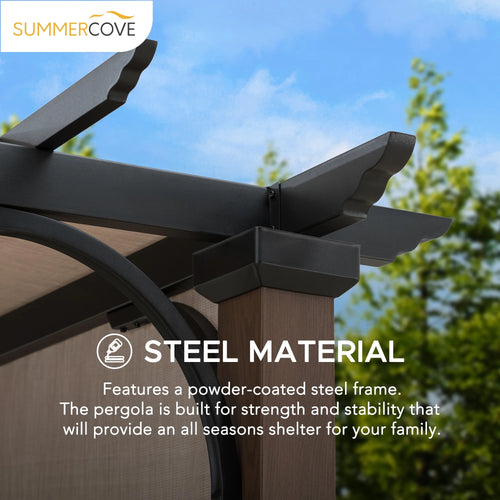 11 x 11 ft. Metal Pergola with Tan Adjustable Canopy N534105