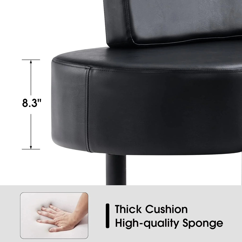 Black Leather Upholstered Bench with Backrest X2344