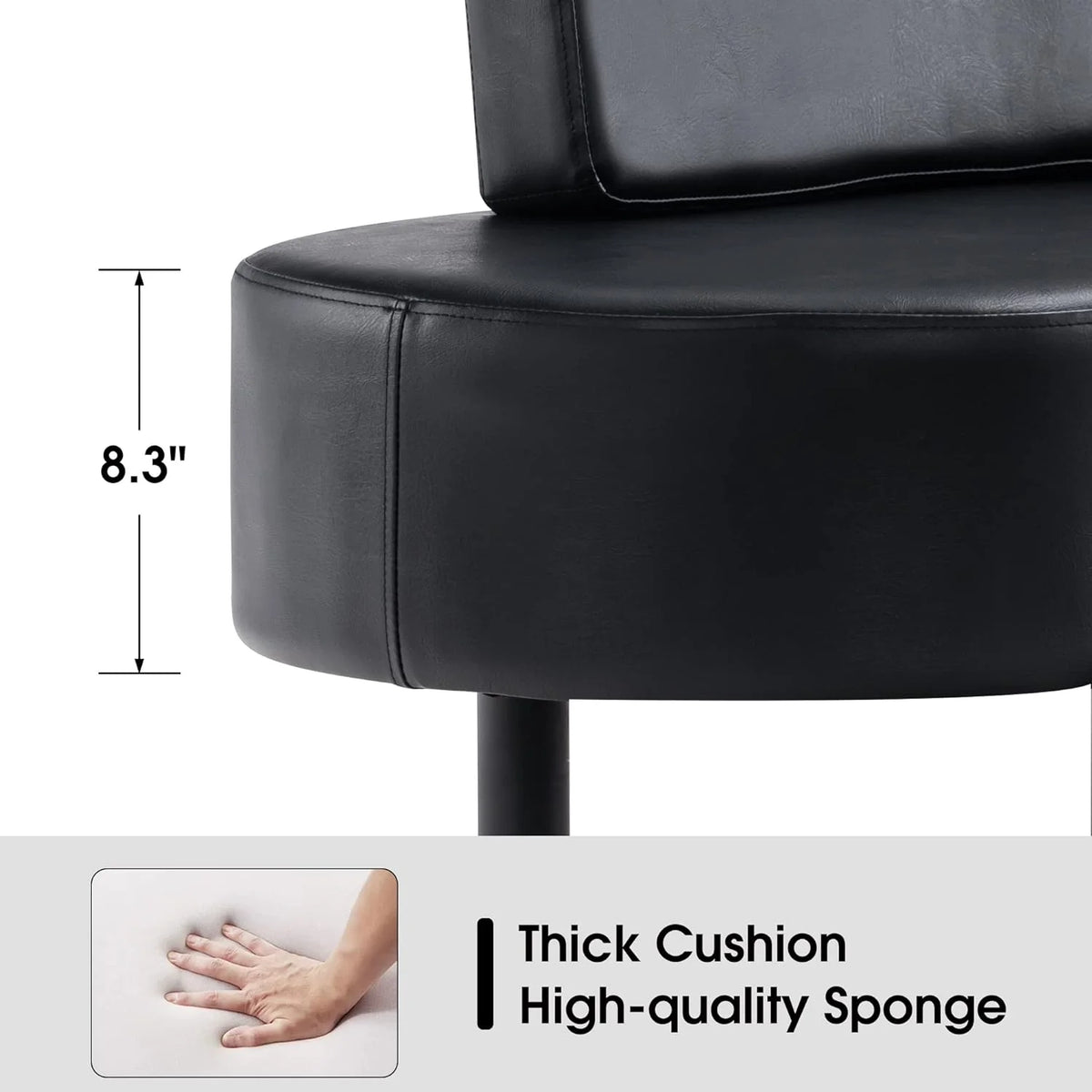 Black Leather Upholstered Bench with Backrest X2344