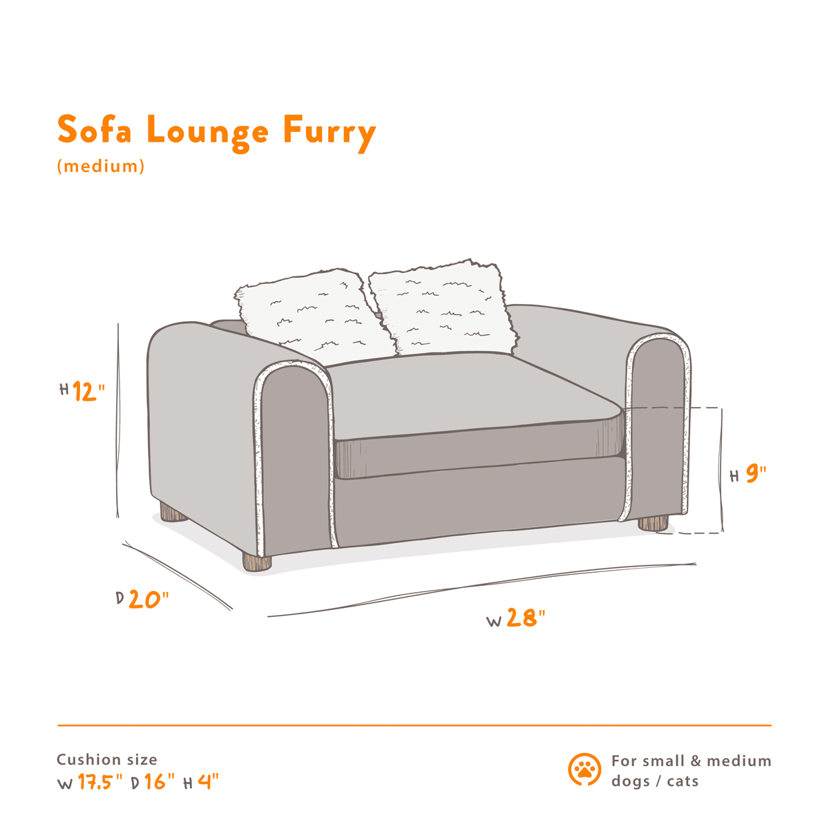Charcoal Medium Pet Sofa Lounge A3941