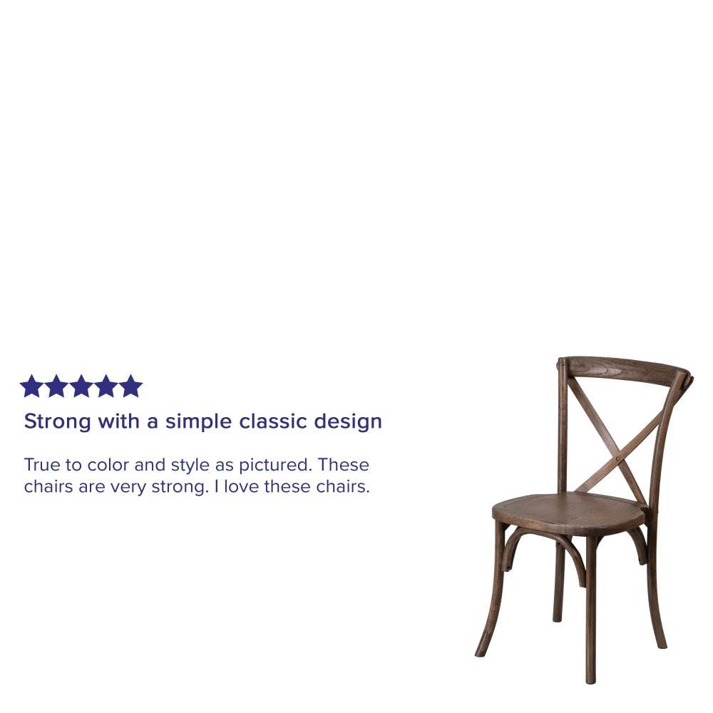 Stackable Wood Cross Back Chair, Pecan N324