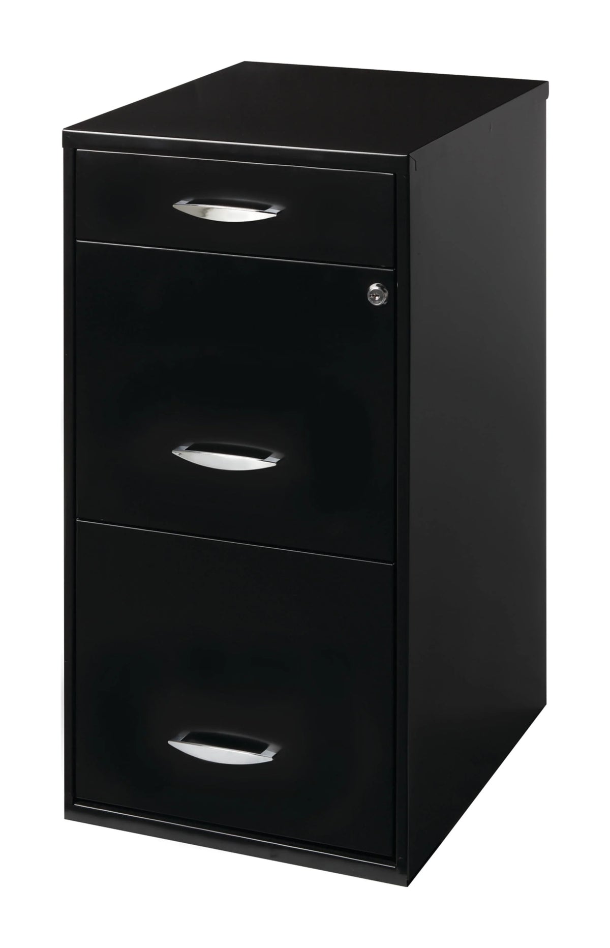3 Drawer Letter Width Vertical File Cabinet with Pencil Drawer, Black I588