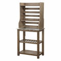 Barnwood Wire-Brush Baker's Rack I220428