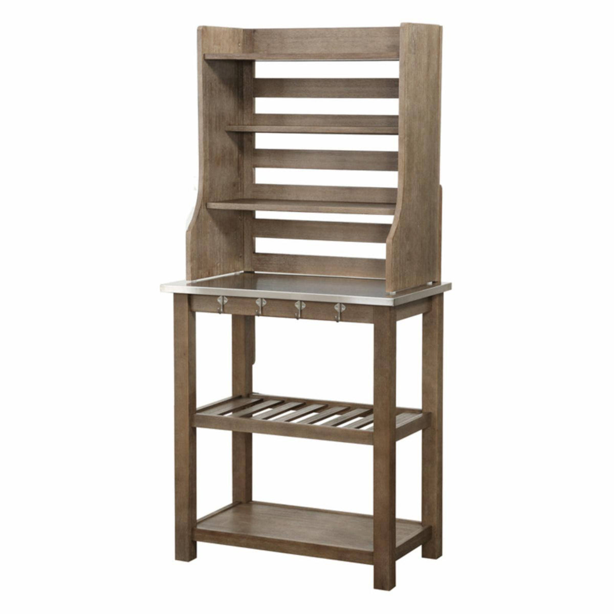 Barnwood Wire-Brush Baker's Rack I220428