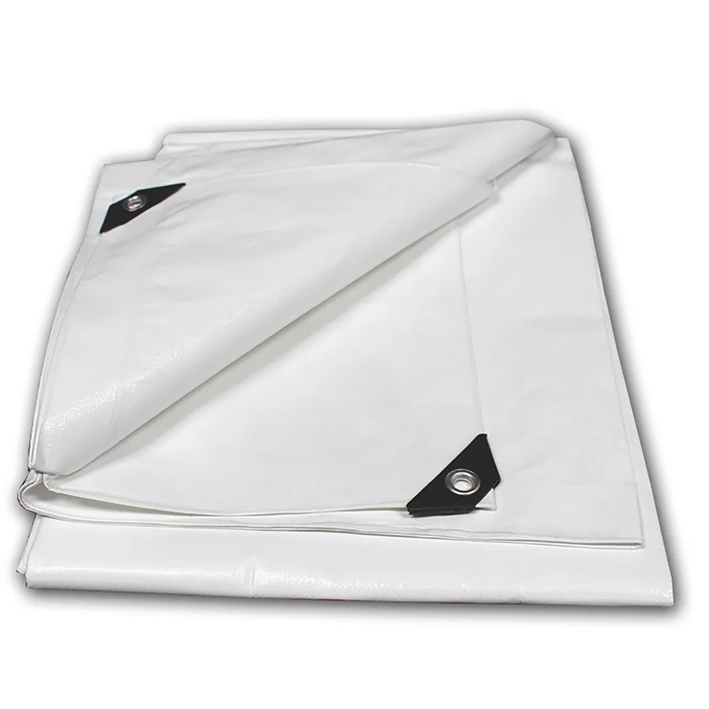 White 16’ x 20’ Polyethylene Tarp with Aluminum Grommets W313371