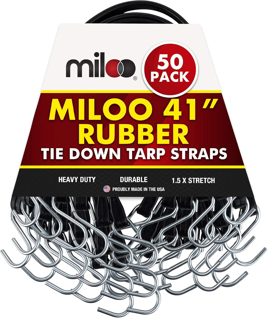 50 Pack 41" EPDM Rubber Tarp Straps with Crimped Hooks F855118