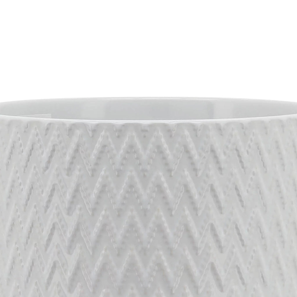 White Ceramic Chevron Planter With Stand A17057