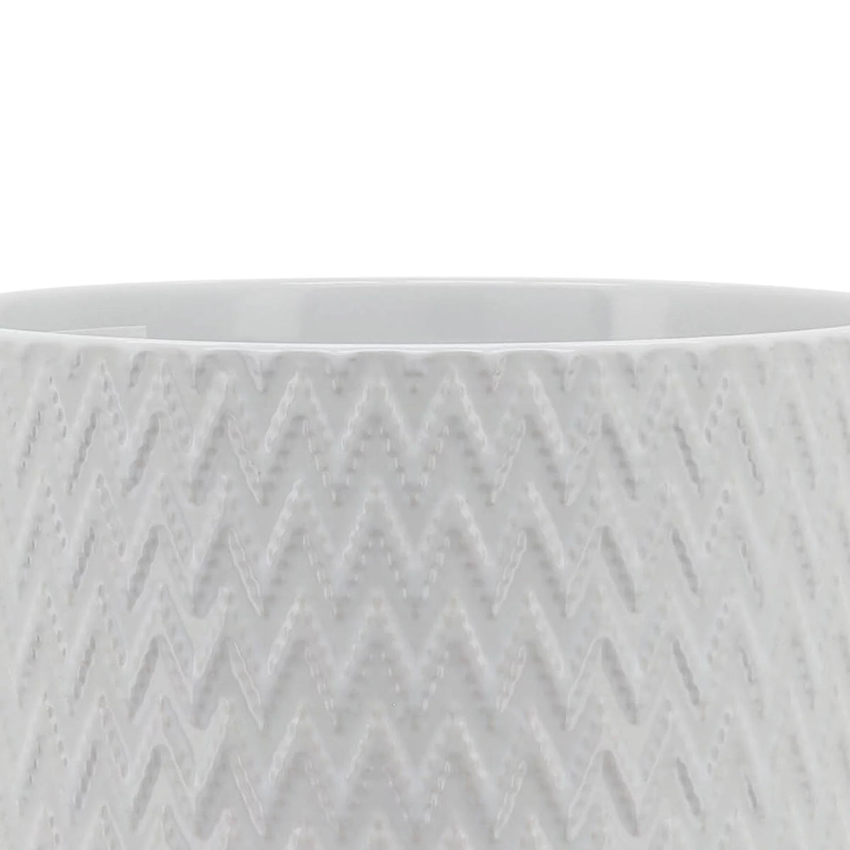 White Ceramic Chevron Planter With Stand A17057