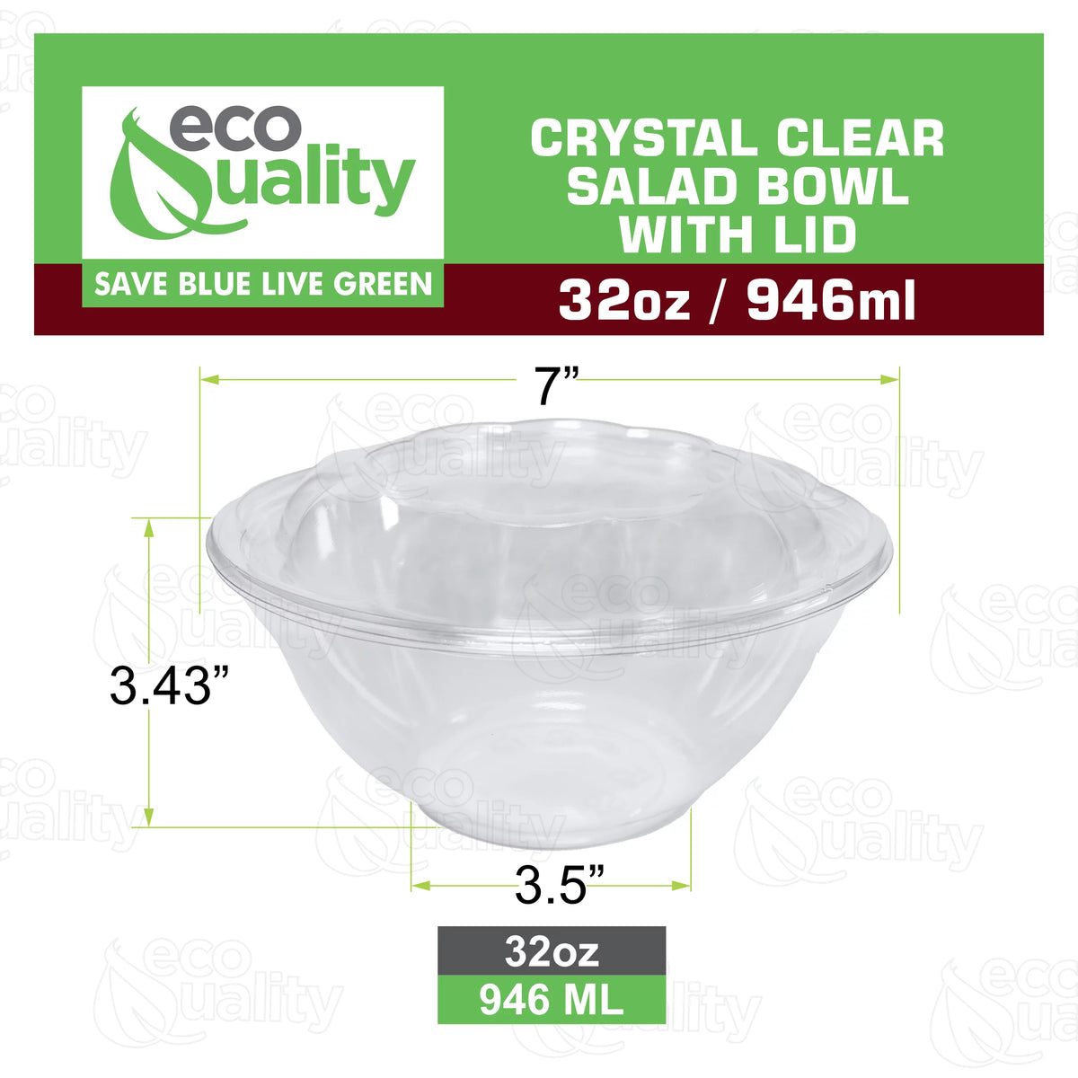 32oz Clear Disposable Salad Bowls with Lids G194515
