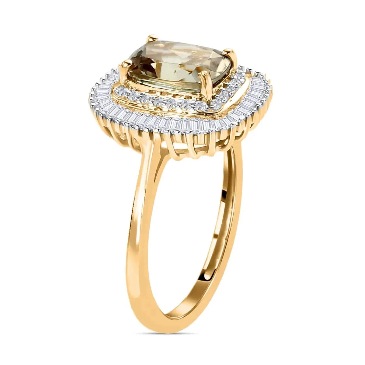 10K Yellow Gold Halo Ring with White Diamond and Turkizite E56032