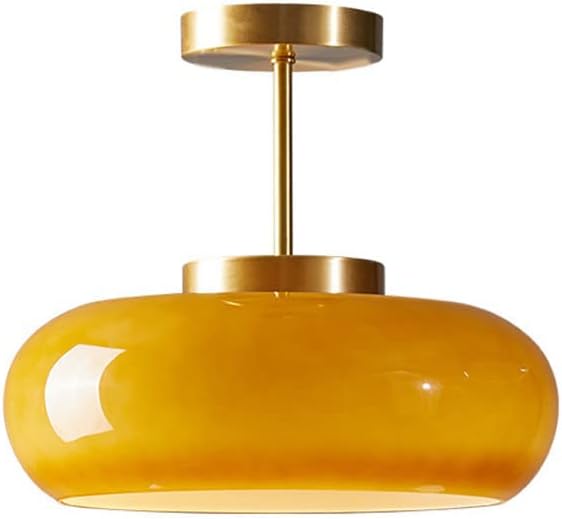 Vintage Amber Glass Semi Flush Mount Ceiling Light D6012