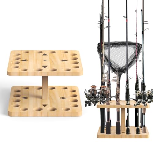 Natural Wooden Fishing Rod Storage Rack Q423194