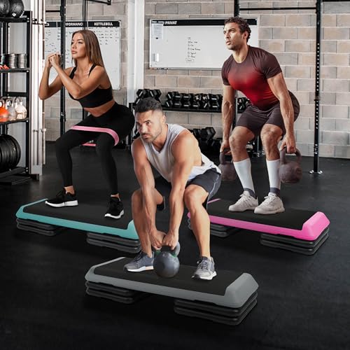 5 Levels Adjustable Height Exercise Step with 4 Stackable Risers M987