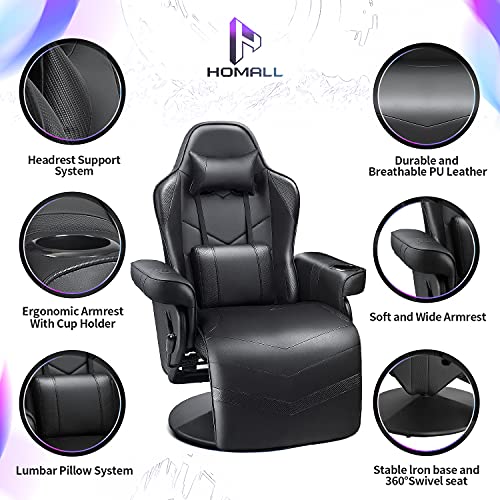 White PU Leather Gaming Recliner Chair with Footrest Headrest and Lumbar Support C298