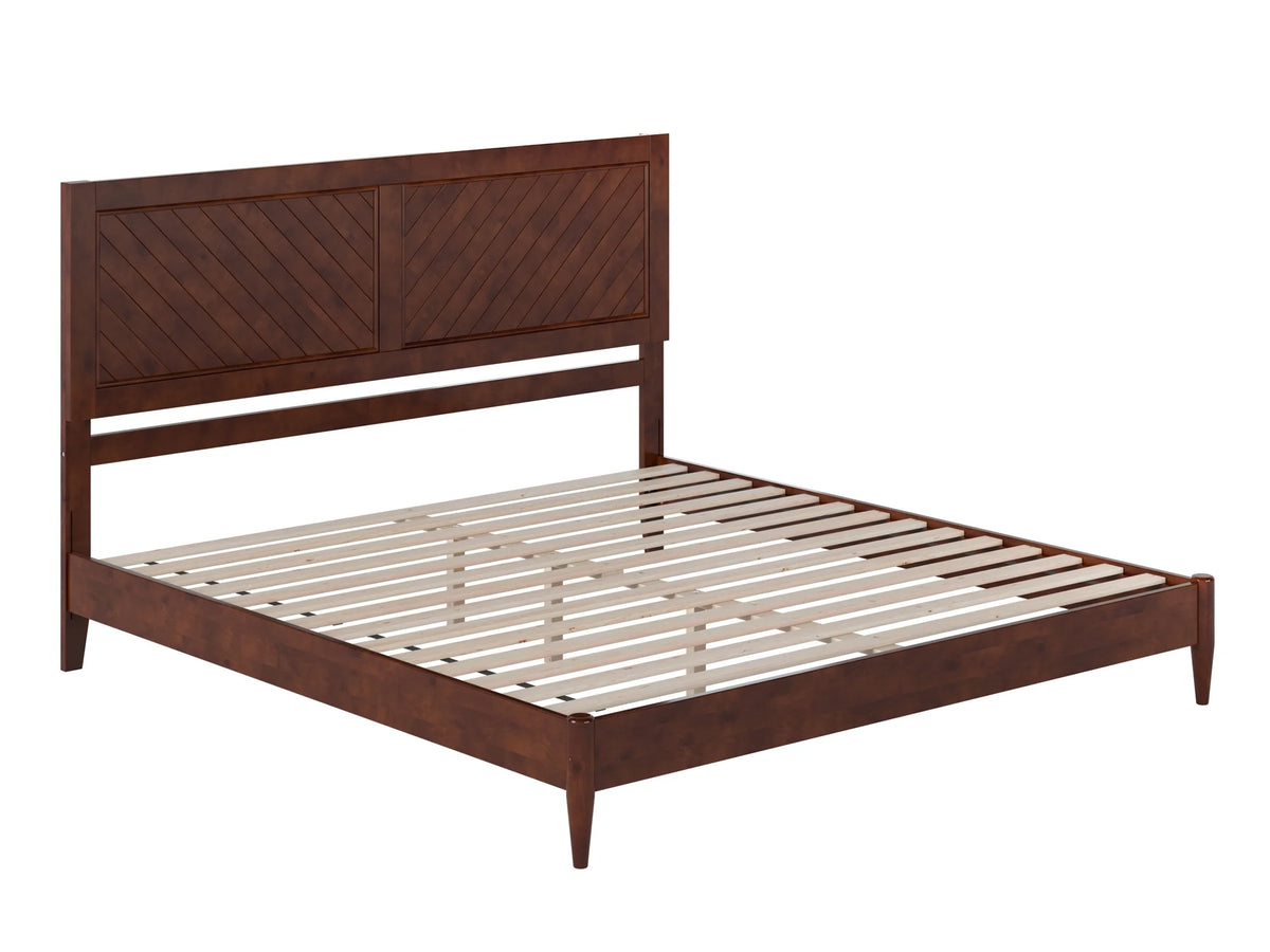 King Solid Wood Low Profile Platform Bed, Walnut A41584