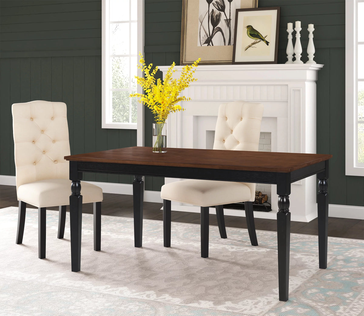 Beige Tufted Dining Chair Set of 2 E9992
