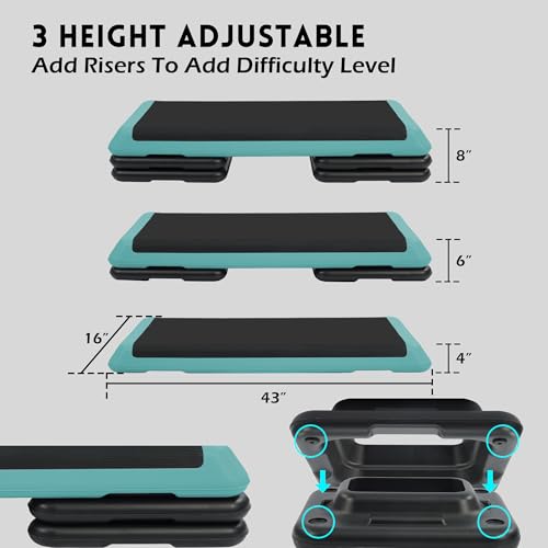 5 Levels Adjustable Height Exercise Step with 4 Stackable Risers M987