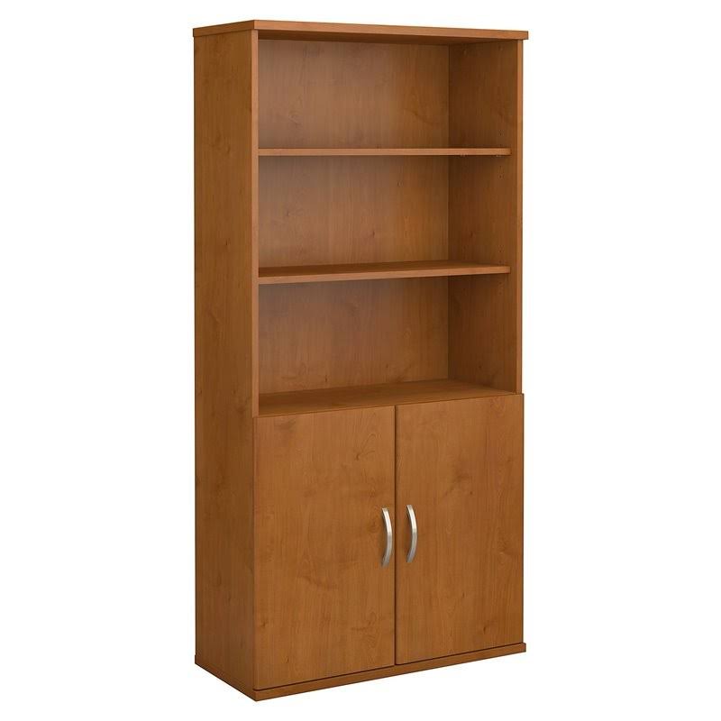 5 Shelf Bookcase with Doors in Natural Cherry F48871
