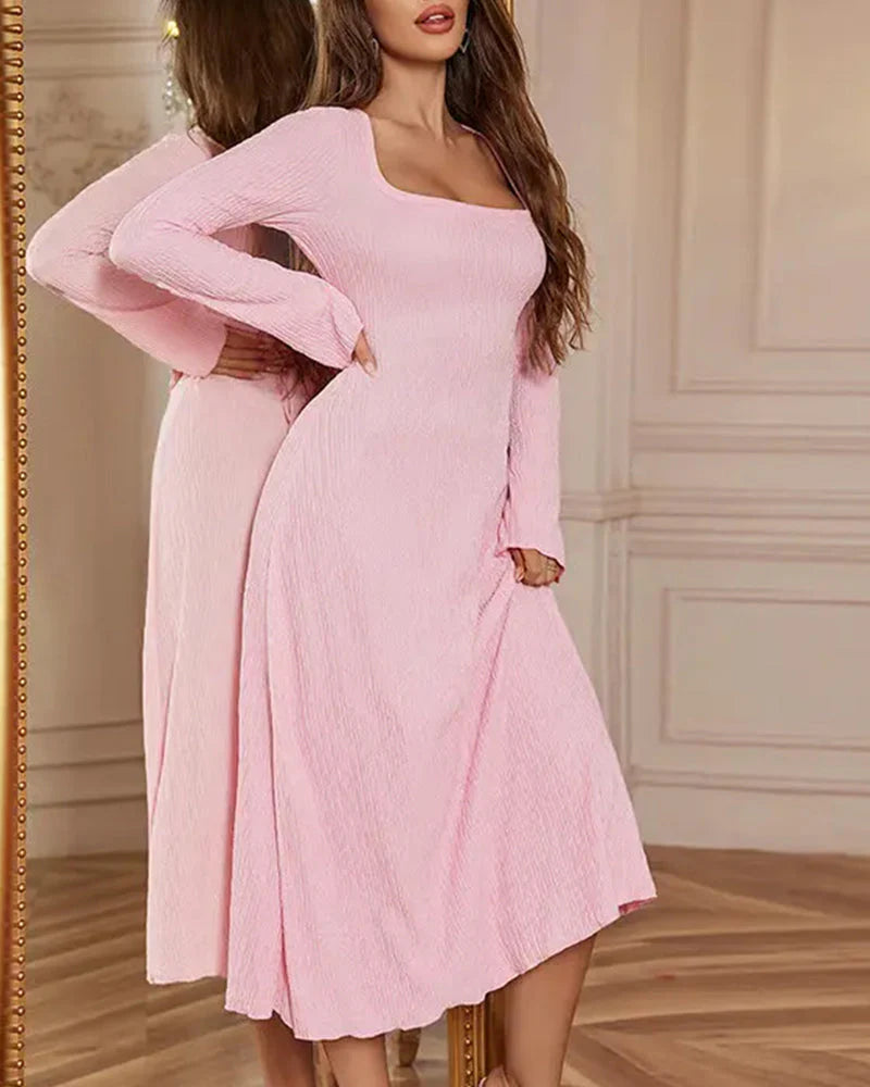 Lace-Up Square Neck A-Line Dress P89212