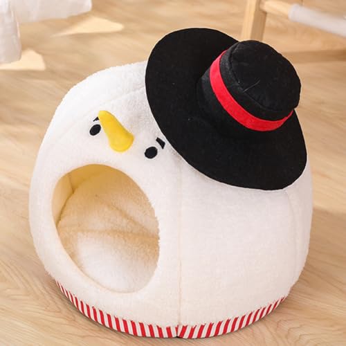 Snowman-Shaped Enclosed Cat Bed Cave with Washable Mat X522