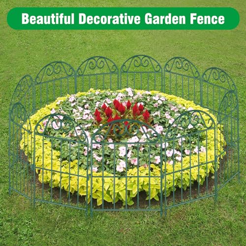 20 Panels Collapsible Garden Fence Animal Barrier, 22 Ft x 24 in Rustproof Metal Wire Panel, Green F58147