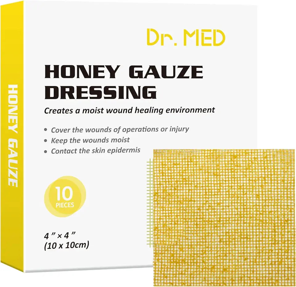 Honey Gauze Dressing 4" x 4", 10 Pcs/Box Medical Bandage Tulle Mesh Patch P600