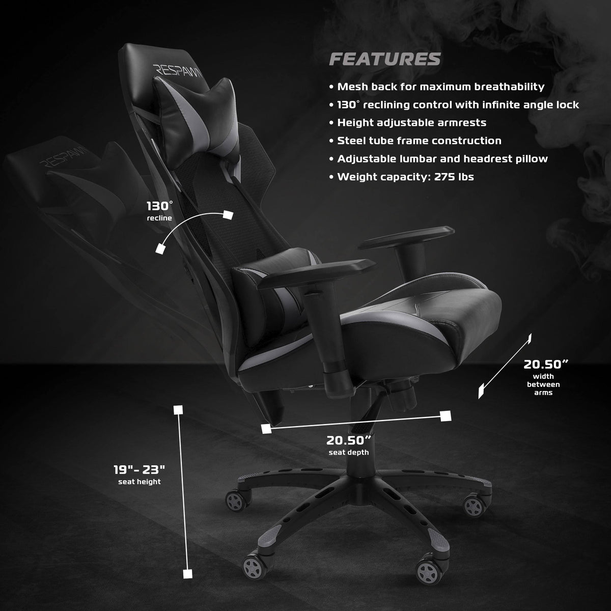 Gray Mesh Back Gaming Chair A459097