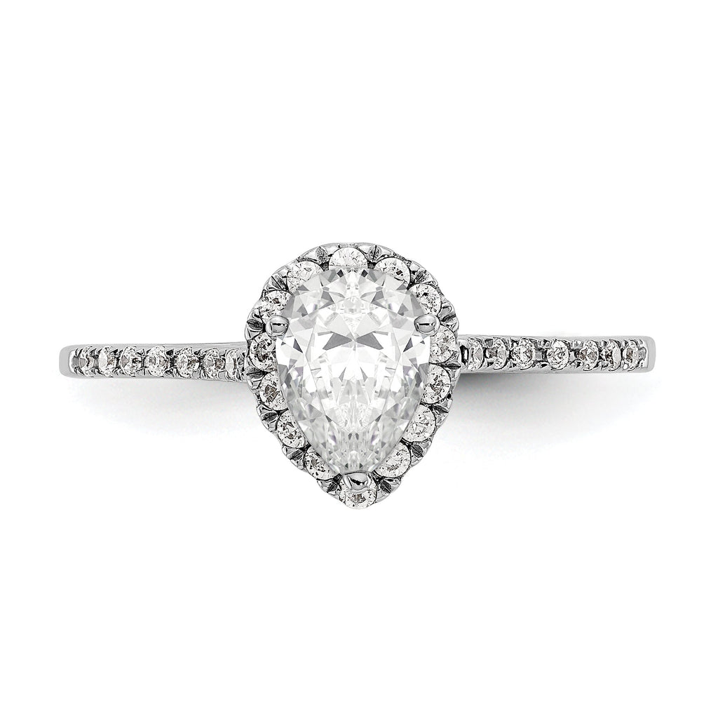 0.75ct CZ Solid 14K White Gold Pear Halo Engagement Ring T872067
