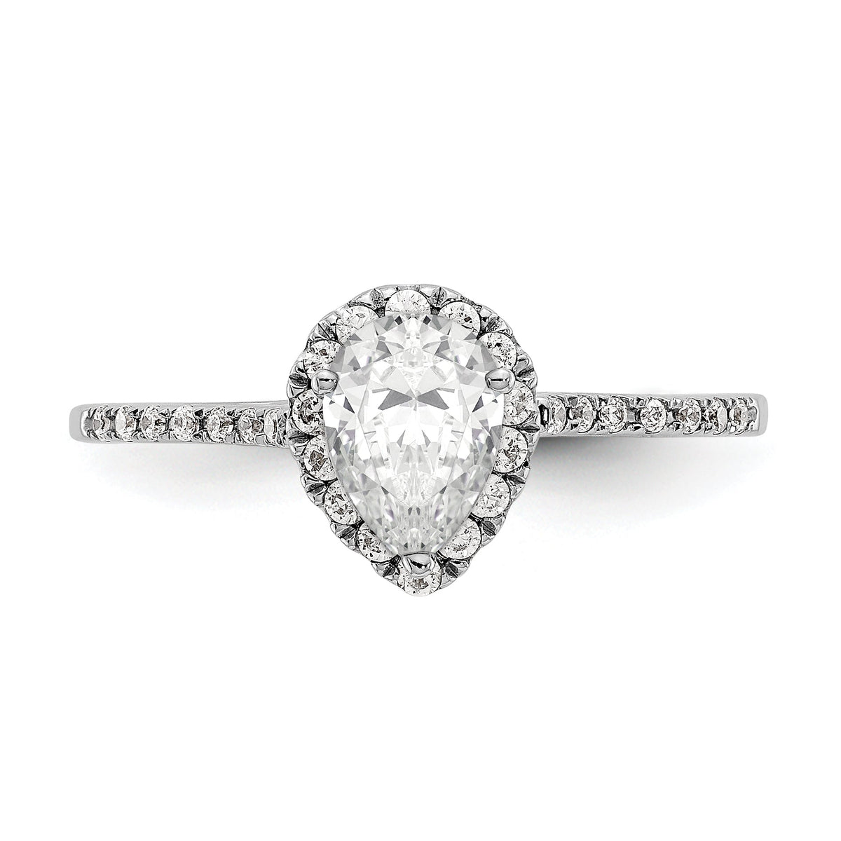 0.75ct CZ Solid 14K White Gold Pear Halo Engagement Ring T872067