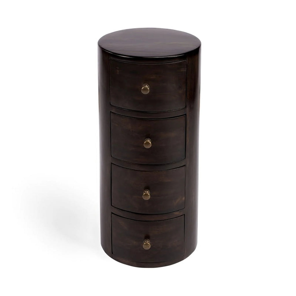 Dark Brown Mango Wood End Table with Storage Set of 2 Y673