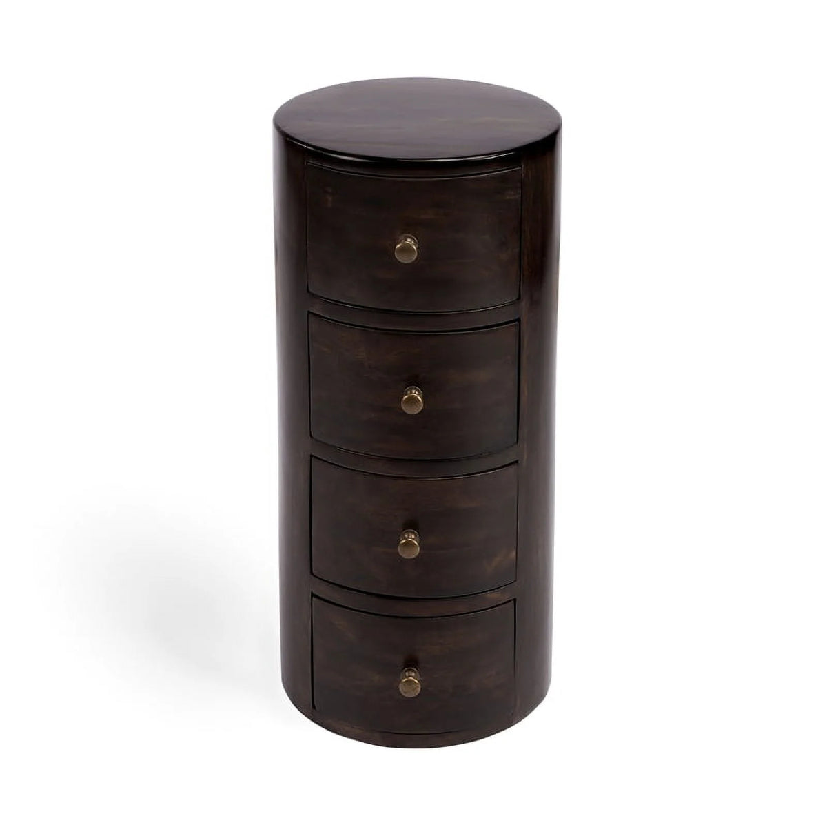 Dark Brown Mango Wood End Table with Storage Set of 2 Y673