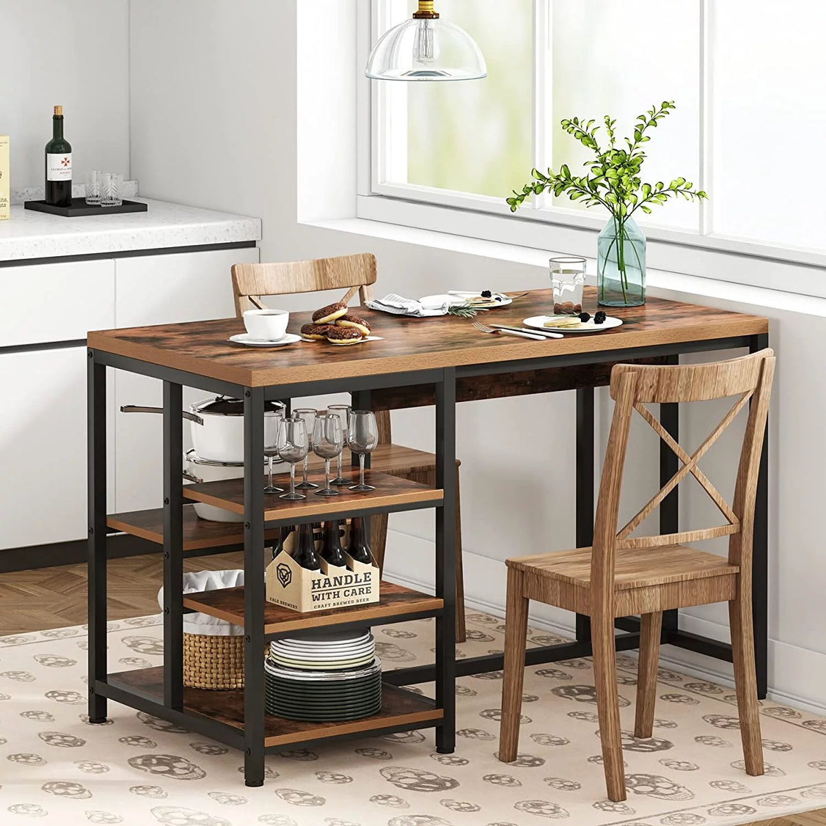 Kitchen Island with Storage Shelves S174125
