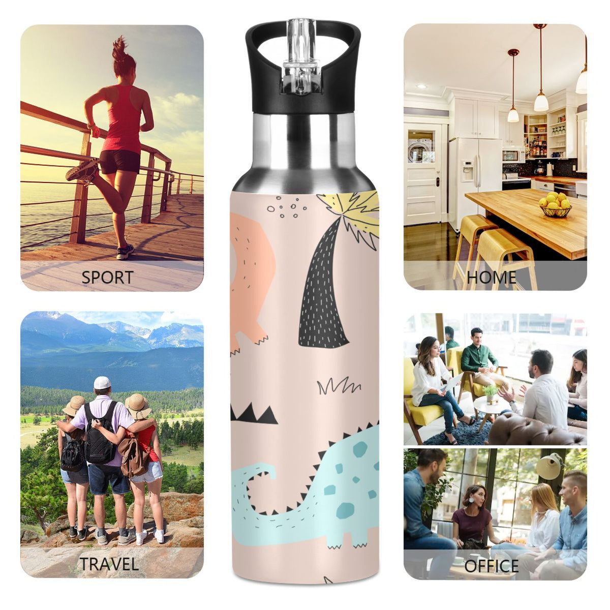 Blue Stainless Steel Vacuum Insulated Water Bottle with Straw Lid 20 OZ A14749