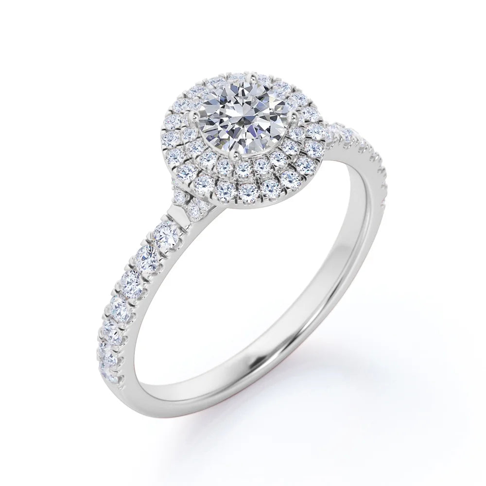 18K White Gold Plated Moissanite Engagement Ring H8204